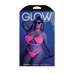 Lights Off Bralette and Panty - Queen - Neon Pink