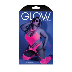 No Promises Teddy Bodystocking - Queen - Neon  Pink