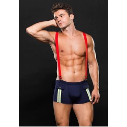 Fireman Bottom With Suspenders 2 Pc - Large/xlarge - Navy Blue/red